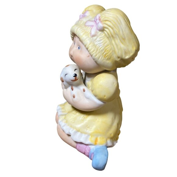 Ceramic Girl Figurine With Yellow Dress and Puppy - Picture 7 of 11